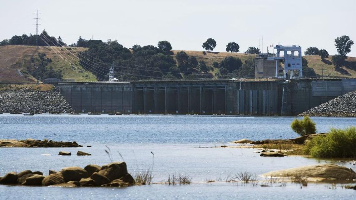 
With water far lower than the level shown in this photo from April 29, flows from Folsom Lake are being cut significantly, the federal Bureau of Reclamation announced. 
