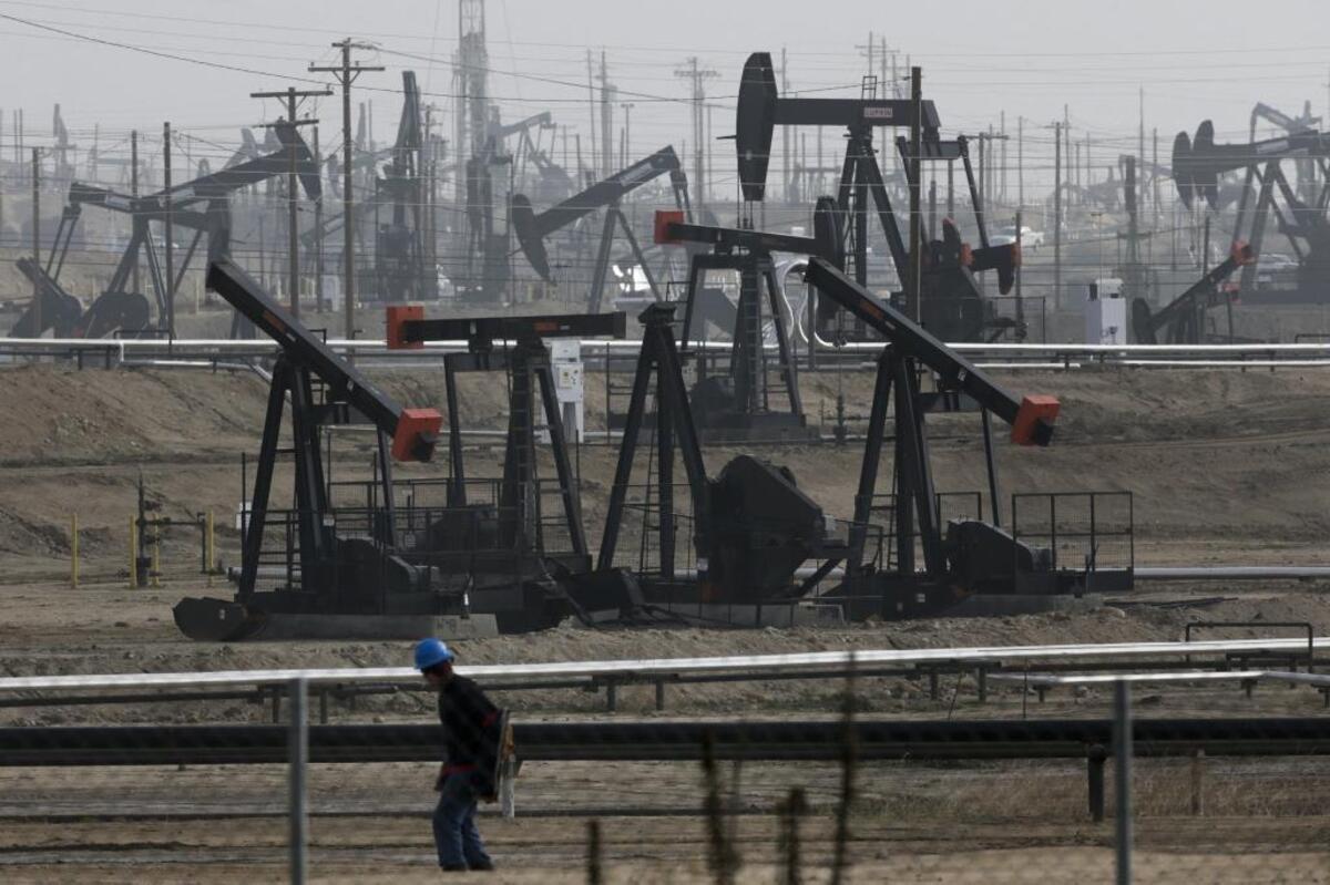 Pumpjacks operate at the Kern River Oil Field in Bakersfield, Calif., in 2015. Falling oil prices contributed to a 6.6 percent decline in the Bakersfield metropolitan area’s gross domestic product declined that year.