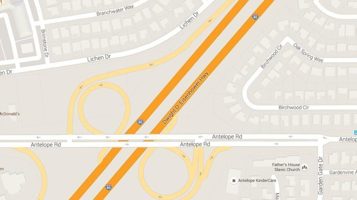 The I-80 Freeway near Antelope Road