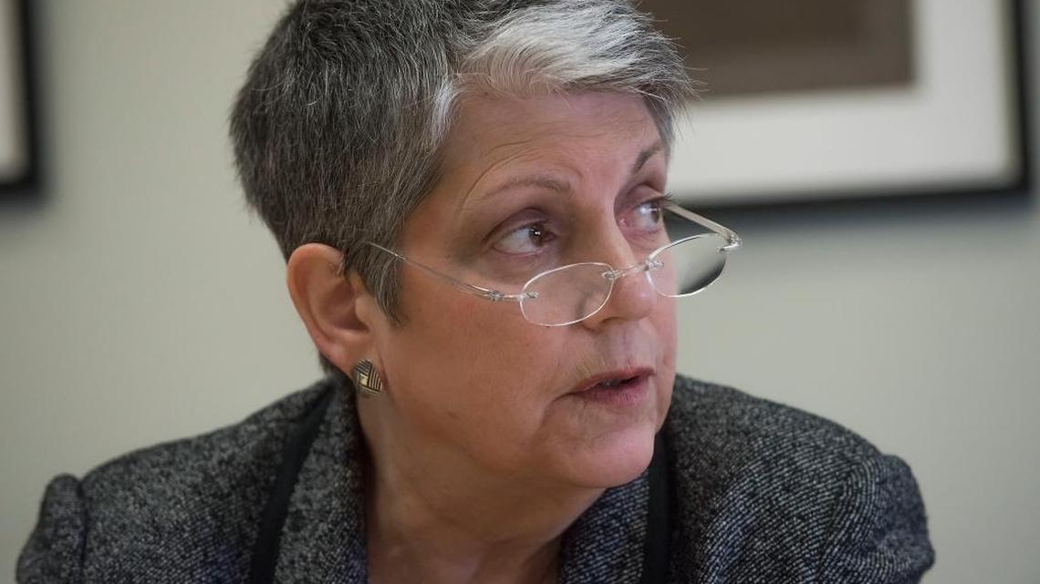UC President Janet Napolitano speaks to the editorial board of The Sacramento Bee at The Sacramento Bee offices in Sacramento on Wednesday, March 9, 2016.