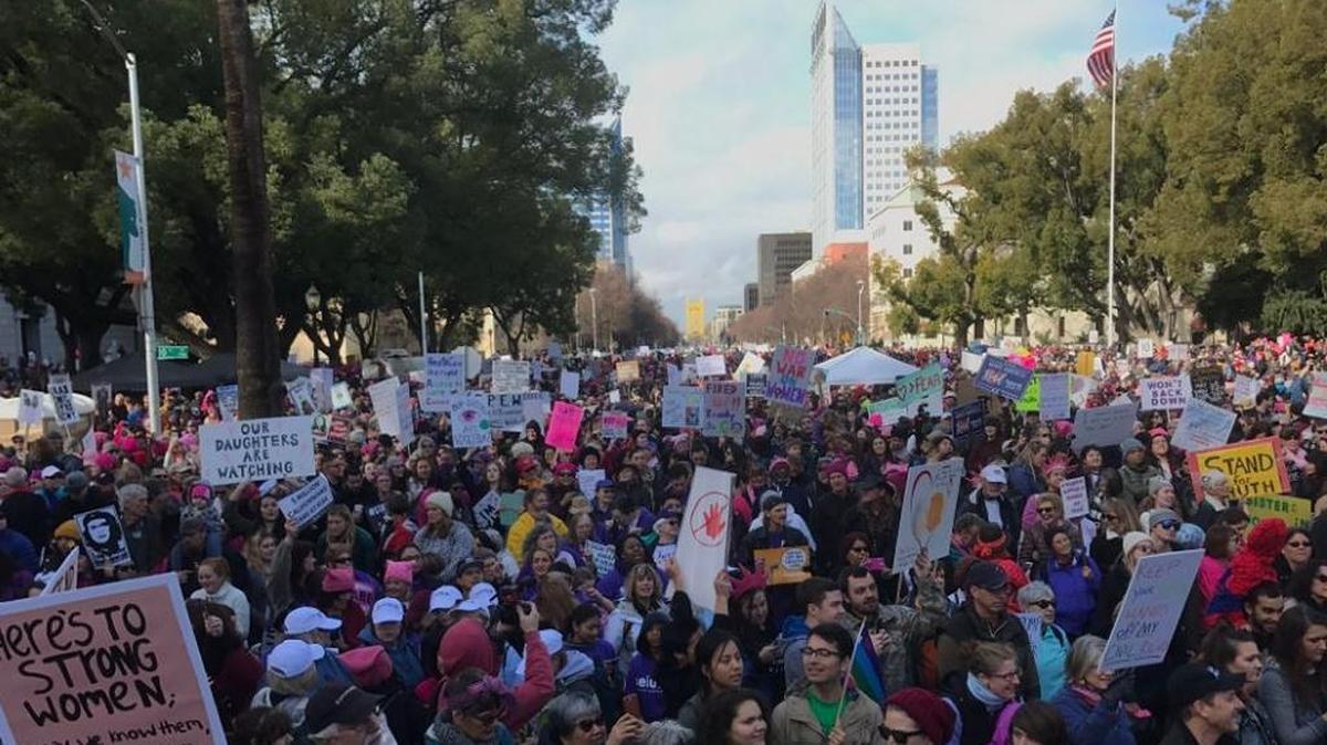 People fill Capitol Mall in downtown Sacramento for the Women’s March on Saturday, January 21, 2017.