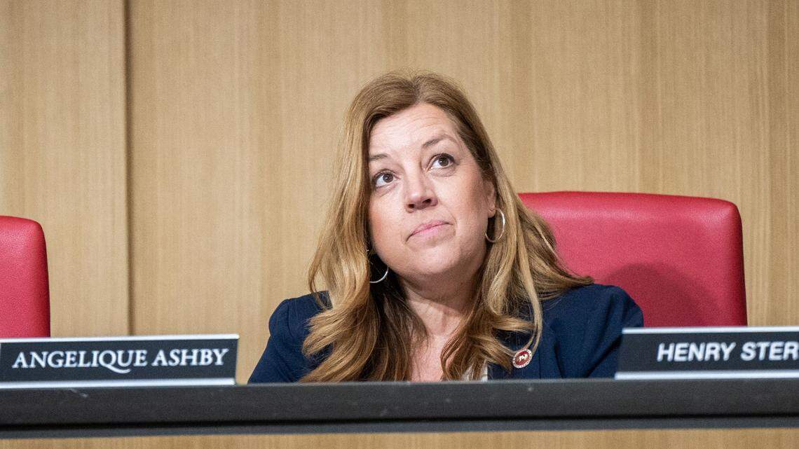 State Sen. Angelique Ashby, D-Sacramento, attends the Senate Energy, Utilities and Communications Committee who held the first public discussion of Gov. Gavin Newsom’s plan to penalize oil companies for earning profits over a certain cap and return the funds to Californians on Wednesday, Feb. 22, 2023 in Sacramento.