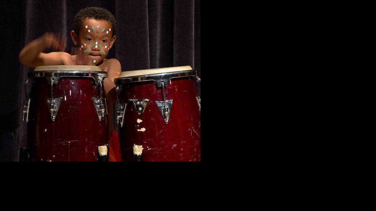 
Daniel Spann, 5, a member of Jodama Drum & Dance Group, performs at a free event celebrating Black History Month on Sunday in Sacramento at the Crocker Art Museum.
