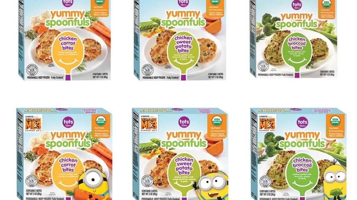 Boxes of frozen chicken bite products that were recalled by the USDA on Saturday.