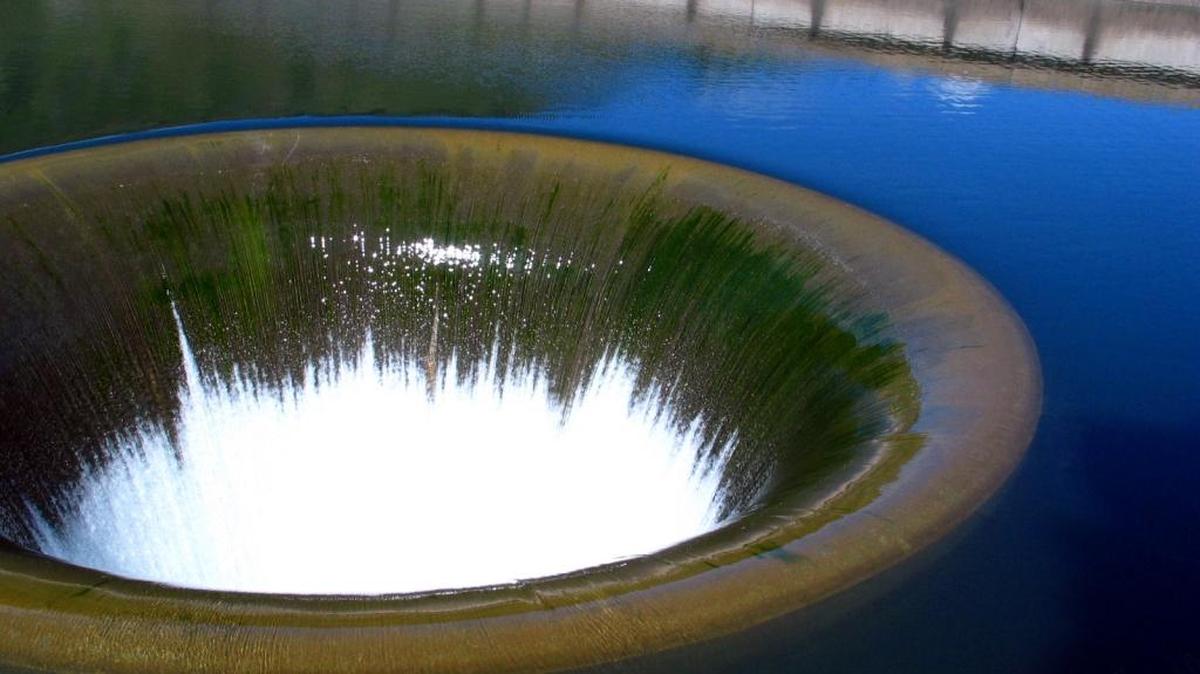Water flowing into Lake Berryessa’s “Glory Hole”