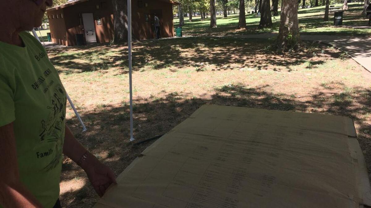 Brenda Pogue’s husband, Lester, cataloged the Churchill-Burns family history in his book “The African American Heritage of Yuba County, 1849-1870.” She holds the genealogy he created in the 1980s.