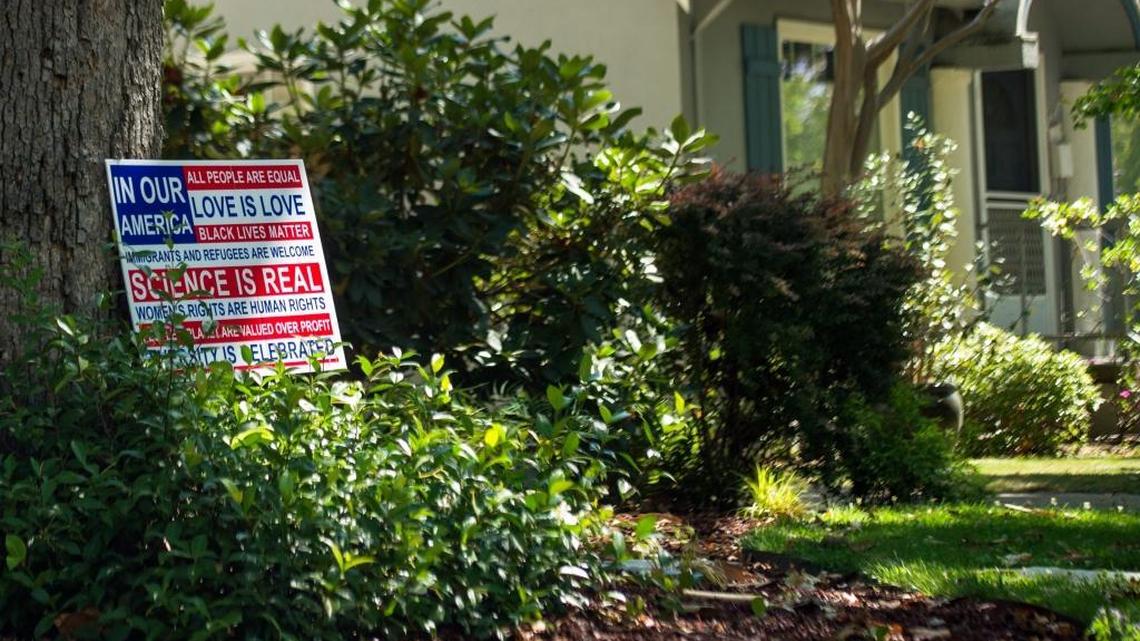Yard signs showing messages of inclusion have been appearing in the Curtis and Land Park neighborhoods since last November.