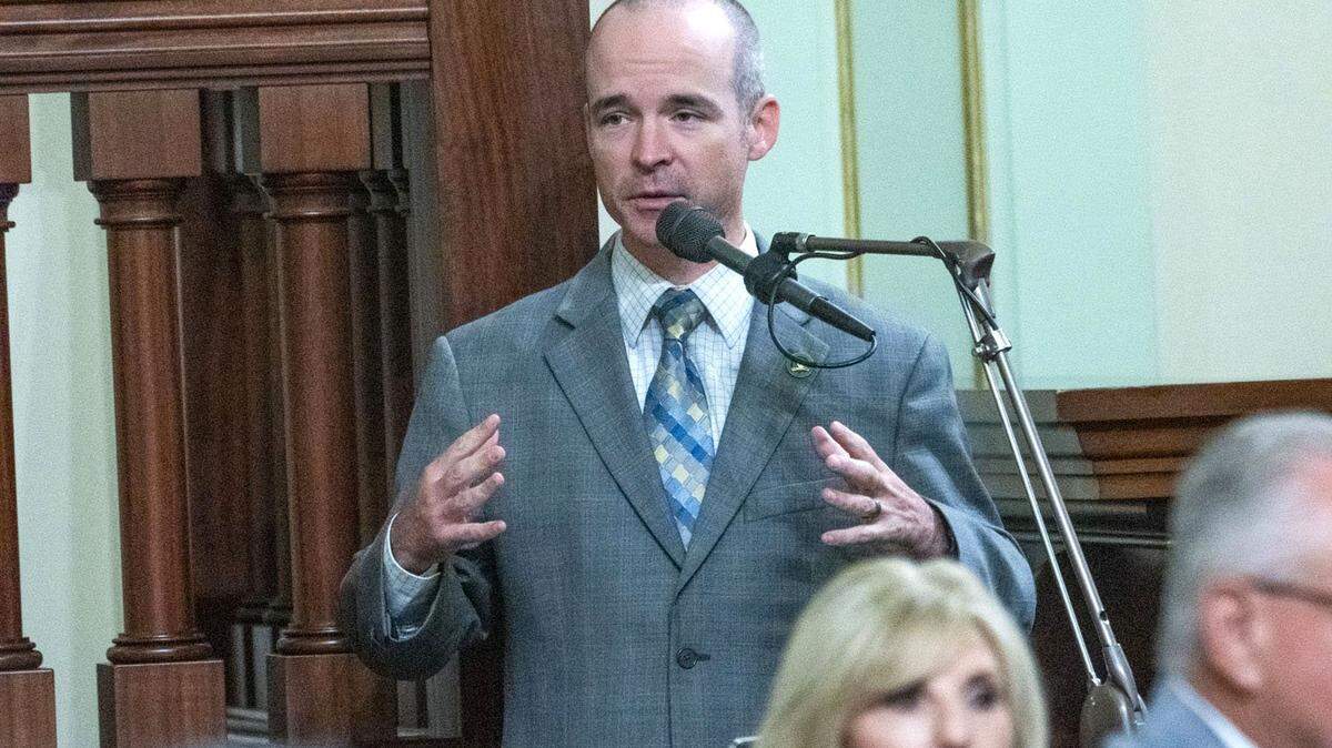 Assemblymember Joe Patterson, R-Rocklin, speaks about a bill during a session in 2023. Patterson is one of a cohort of Republicans finding success and relevance despite working within the minority party in California.