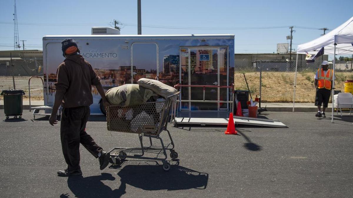 The opening of the City of Sacramento sponsored "Pit Stop," monitored restrooms for the homeless are now ready for use on Ahern street between North A and B street.