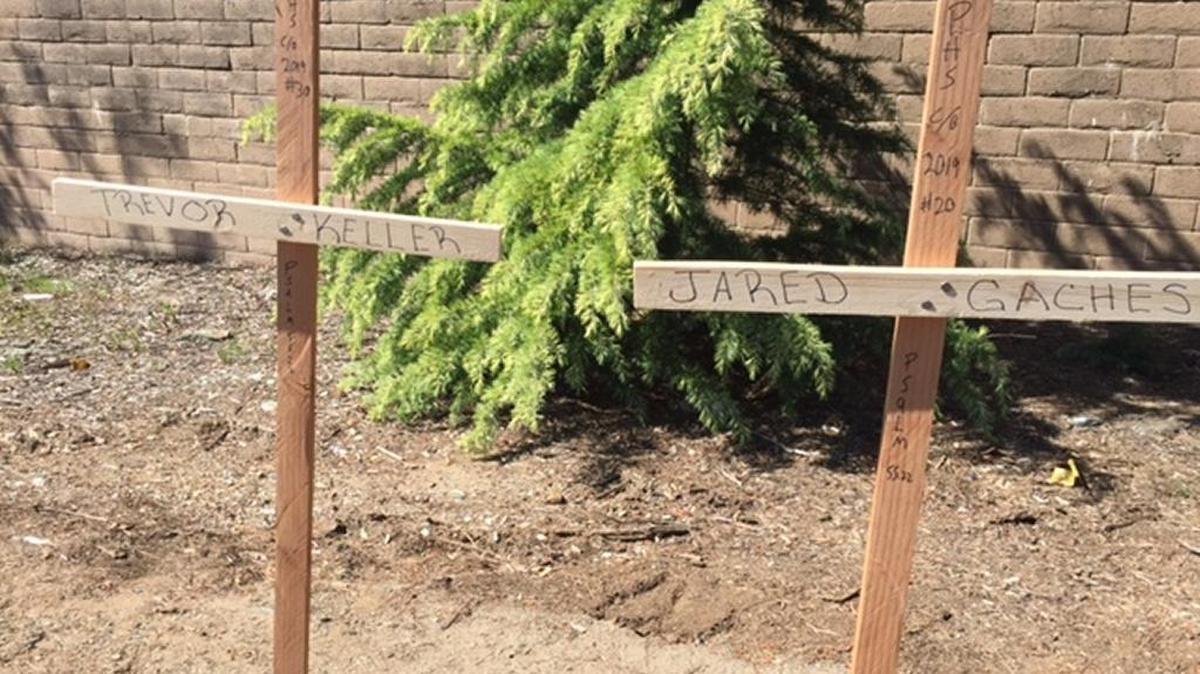 Two crosses mark the scene of the accident in Auburn.