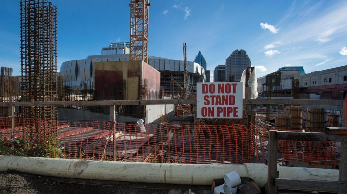 Construction of the Golden 1 Center is due to be completed in October. Construction of the hotel north of the area has begun in Sacramento, Calif. March 7, 2016