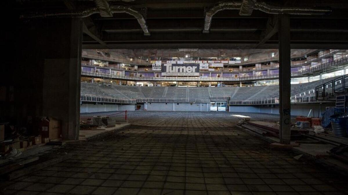 The view from court level onto the floor of the Golden 1 Center, in Sacramento, Calif. March 7, 2016