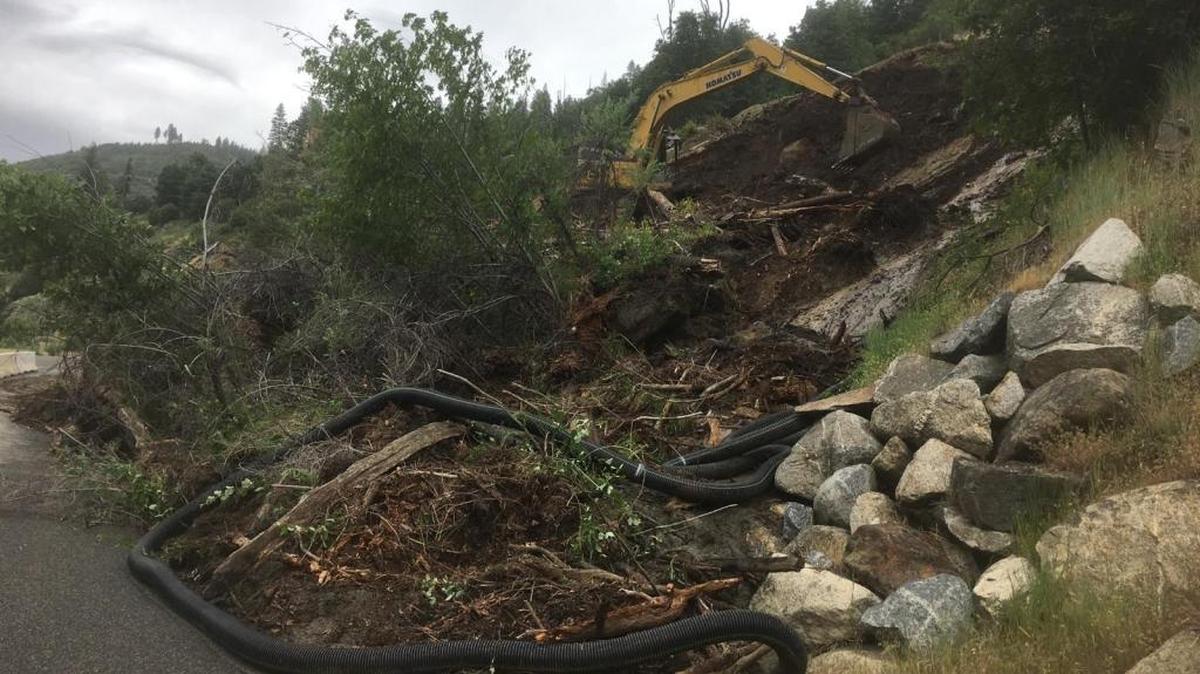 More than 50 truckloads of new debris fell onto the westbound lane of Highway 50 at Alder Creek, between White Hall and Kyburz.