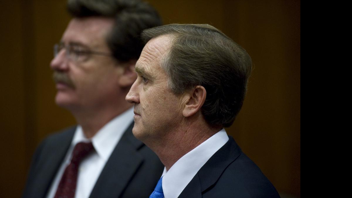 
Former real estate mogul Michael Lyon, shown at his arraignment in 2010, returned to Sacramento Superior Court on Monday facing 16 felony counts. His hearing was postponed until May 18.
