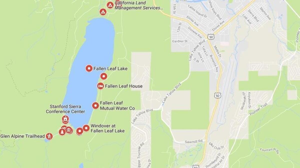 Fallen Leaf Lake is about a mile south of Lake Tahoe.