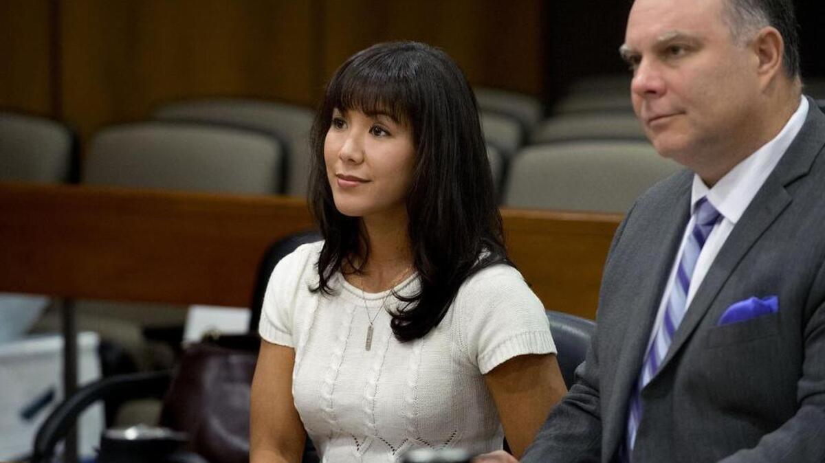 Sabrina Rodriguez, former Fox 40 anchor, left, with attorney Mark Reichel pleads 'no contest' on shoplifting charges in court in Sacramento on Friday, January 23, 2015.