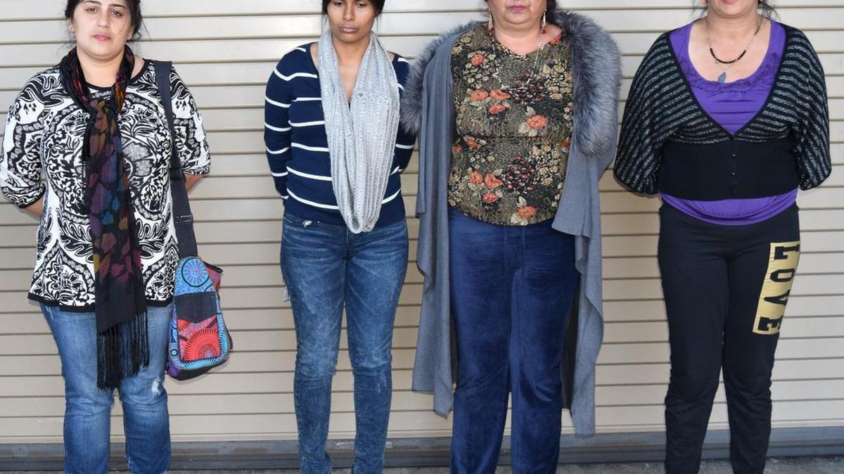Not in order of appearance: Stan Loghina, 45, of Anaheim; Stocian Zelanda, 41, of Anaheim; Mariana Slatineanu, 29, of San Leandro; and Stefan Poiana, 18, of Westminster, and an unidentified juvenile, not pictured, were arrested Thursday on suspicion of theft and conspiracy to commit a crime.