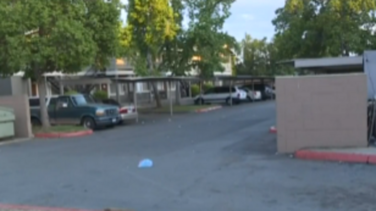 The parking lot where a toddler was struck by a truck on Sunday.