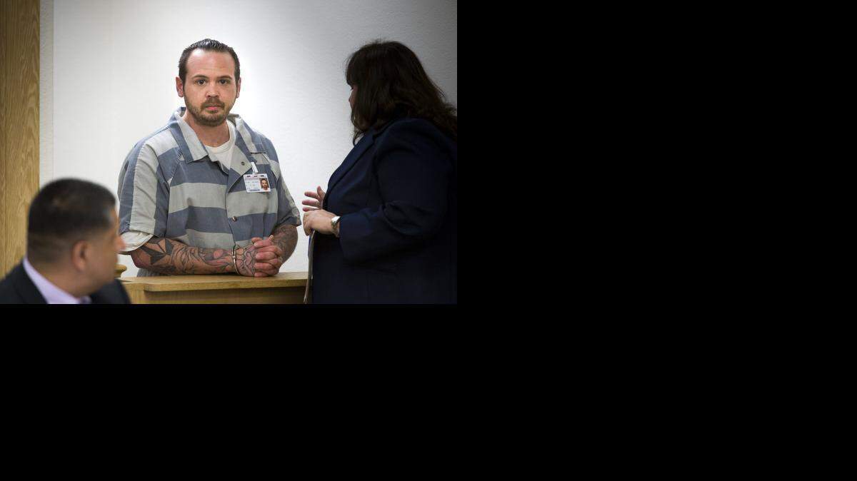 
Samantha Green's fiance and three-week-old Justice Rees' father, Frank Rees, is arraigned on outstanding traffic charges unrelated to the boy's death in Woodland on Wednesday, March 4, 2015.
