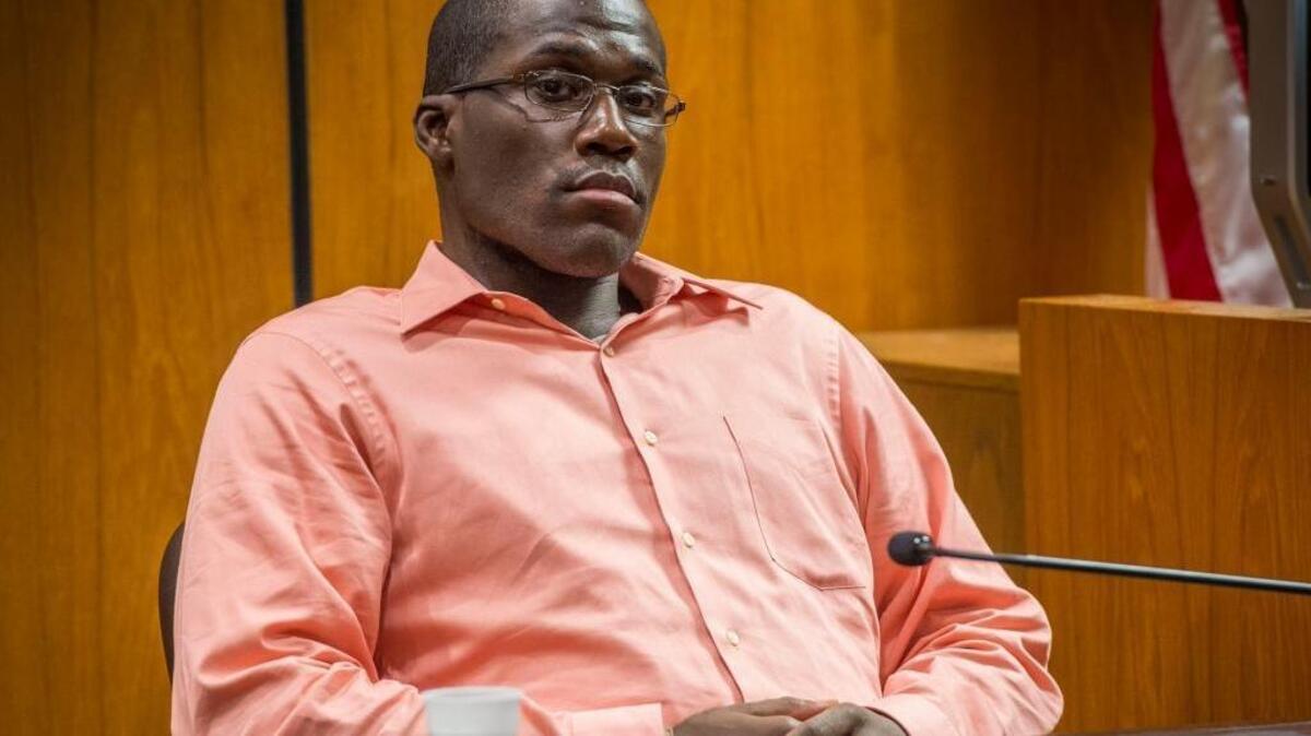 Benjamin Brownlee sits in the witness stand on Thursday, July 27, 2017 before his murder trial in the brutal death of Sharen Brandow, a homeless woman, who was 69 years old.