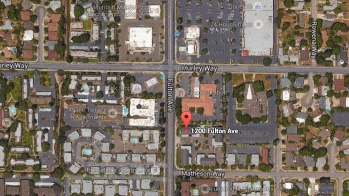 A man’s bizarre death occurred around 3 a.m. Wednesday near the 1200 block of Fulton Avenue, shown in this Google Earth image.