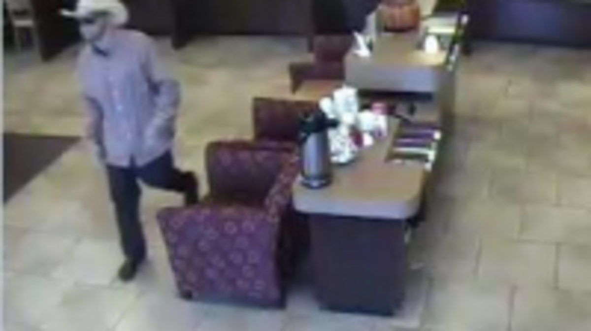 A surveillance photo shows a man sought in the robbery of Wells Fargo Bank in Roseville.