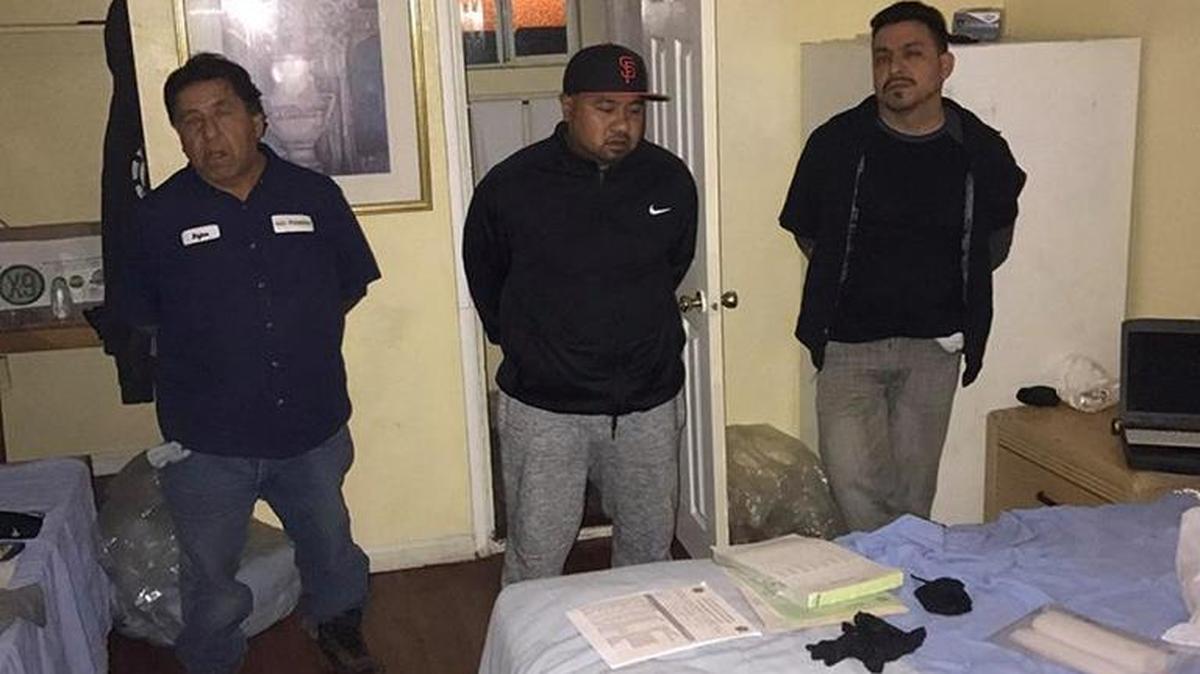 The San Joaquin County Sheriff’s Office arrested 21 men and women at a motel Friday for charges of prostitution and solicitation, including the three unidentified men pictured above.