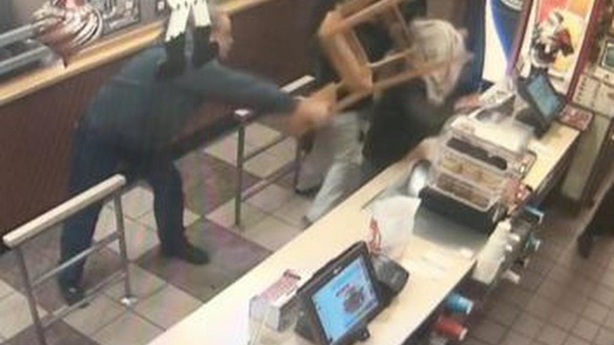 The would-be robber wore a light pillowcase with a checkered or plaid design, police said.