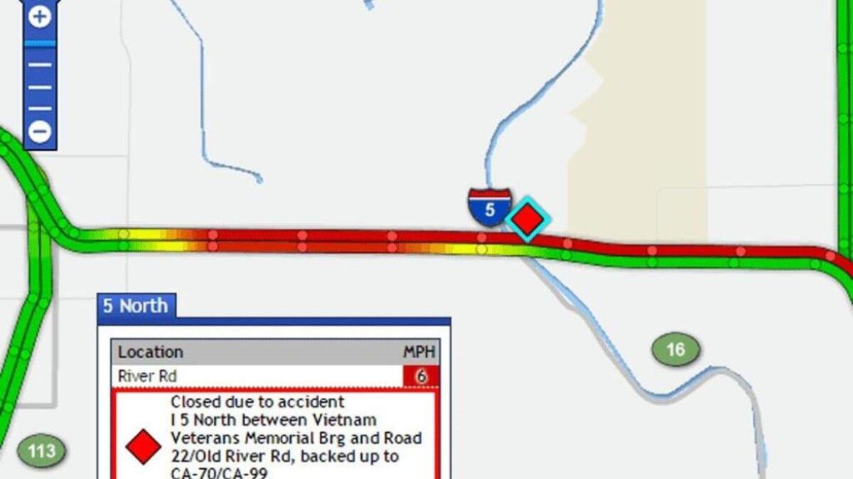 Screenshot of traffic conditions early this evening. For updates, see sacbee.com/traffic.