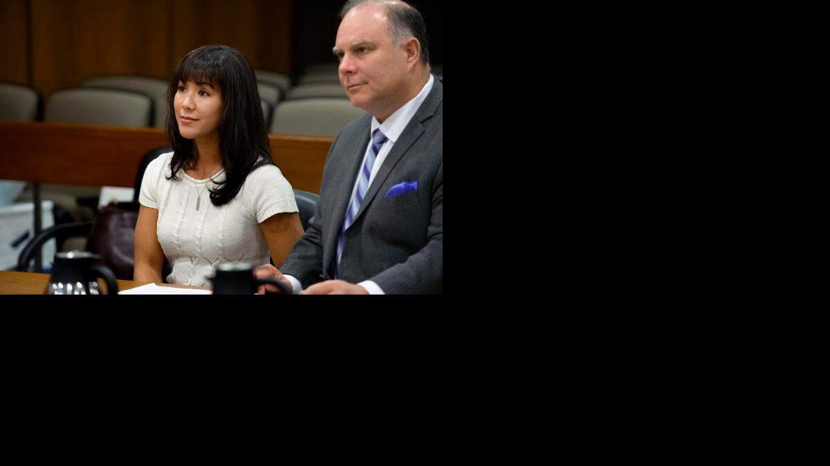 
Sabrina Rodriguez, former Fox40 anchor, with her attorney Mark Reichel, pleads no contest to shoplifting charges in Sacramento Superior Court on Friday. Rodriguez agreed to pay $2,480 in restitution and is expected to spend 30 days wearing a monitoring device. 

