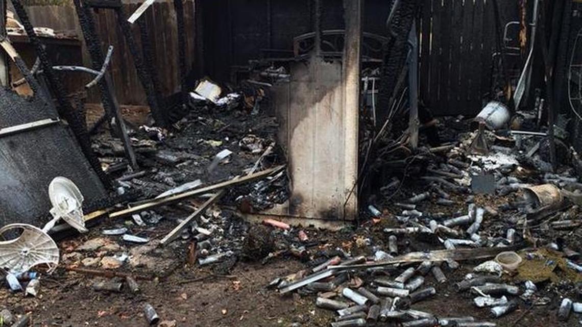 
Aftermath of the shed fire in Carmichael.
