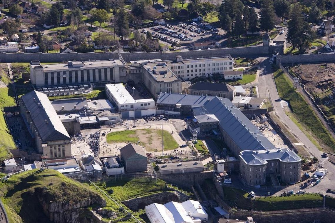 FILE -- Aerial view of Folsom State Prison in California.