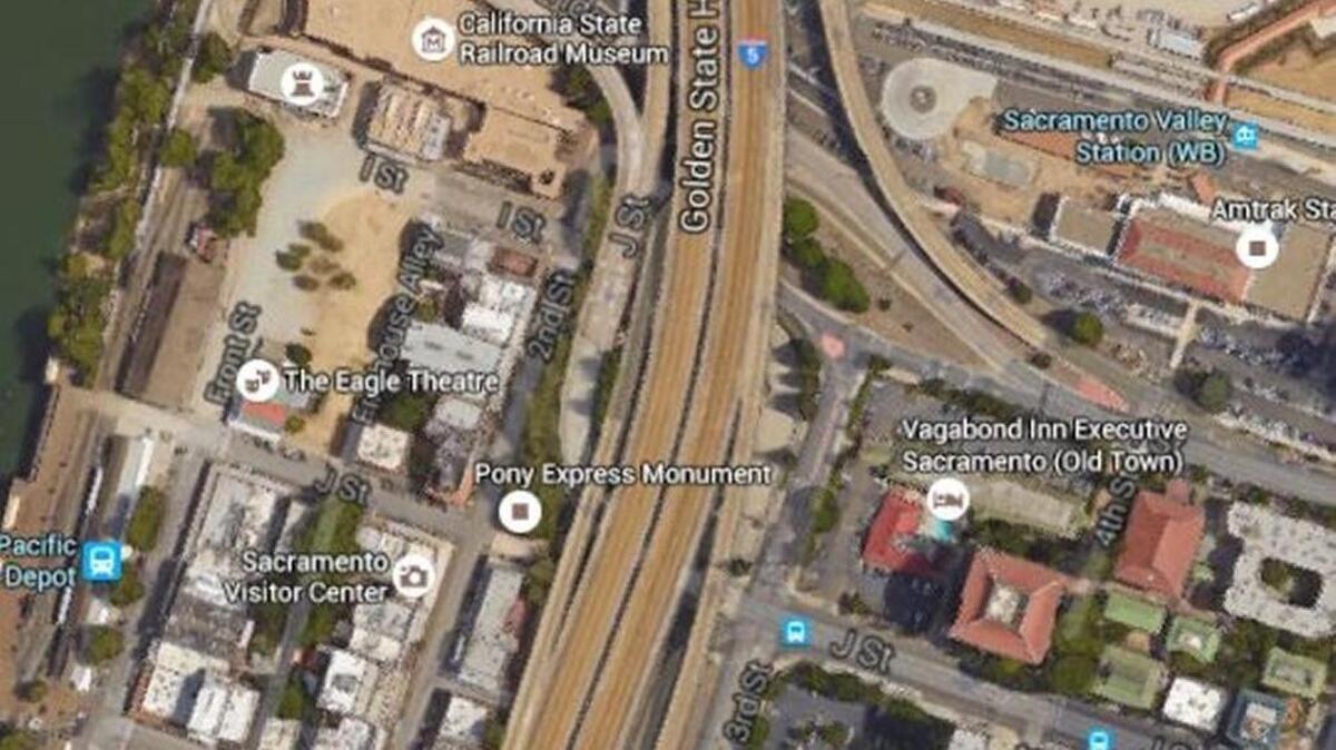 A Google Earth image shows where the truck’s driver, a 60-year-old Citrus Heights resident, was killed in the single-vehicle crash.