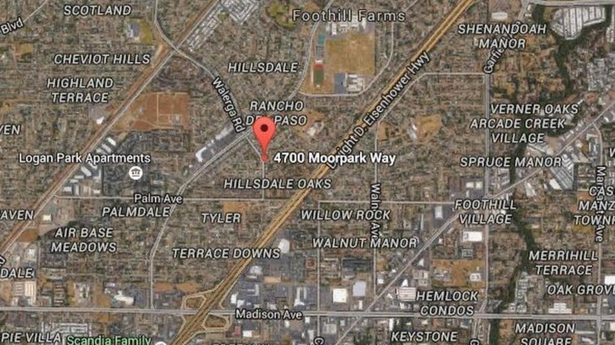 The Sacramento County Sheriff’s Department, as well as the county’s animal control agency, are investigating the incident in the 4700 block of Moorpark Way, shown in this Google Earth graphic.
