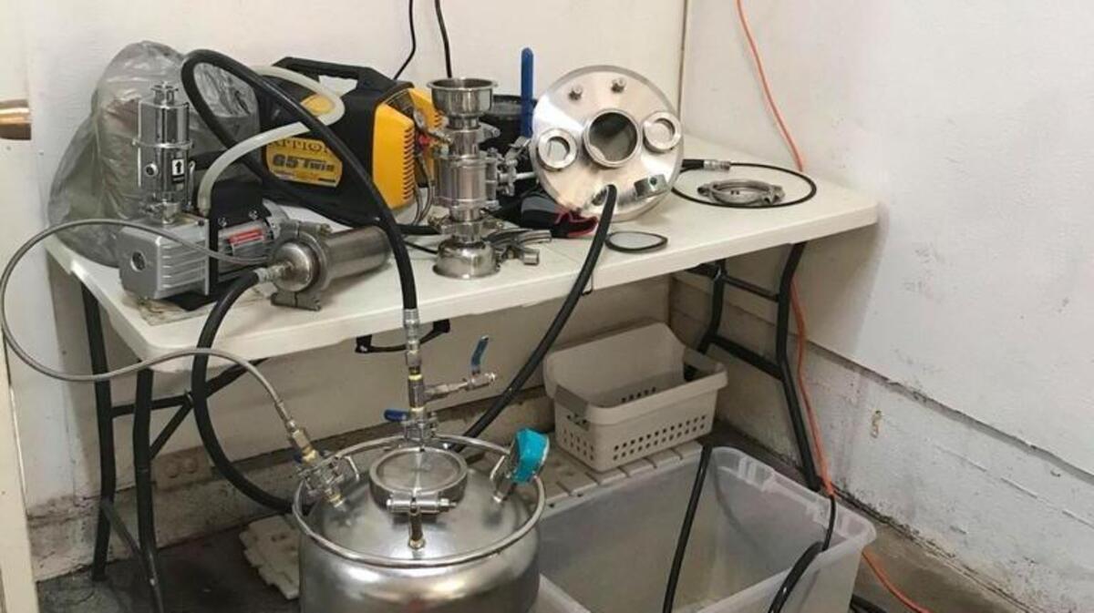 Equipment used in commercial butane hash oil production.