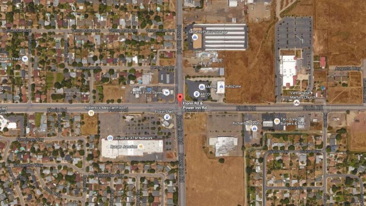 This Google Earth image shows the approximate location of a crash that happened about 5:20 a.m. Tuesday on northbound Power Inn Road, north of Florin Road.