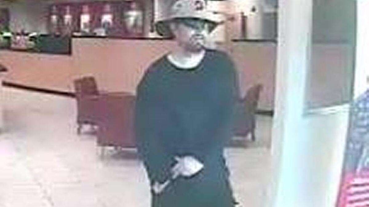 Surveillance photos show a man suspected of robbing a Wells Fargo Bank on Galleria Boulevard in Roseville on Tuesday, Oct. 24, 2017.