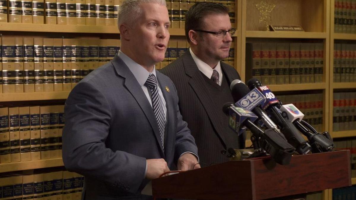 Yolo County District Attorney Jeff Reisig speaks at a press conference in 2017. Reisig said the dismissal of two misdemeanor cases this week because there were not enough judges or courtrooms to meet a Feb. 18 trial deadline is unprecedented during his tenure as the county’s top prosecutor.