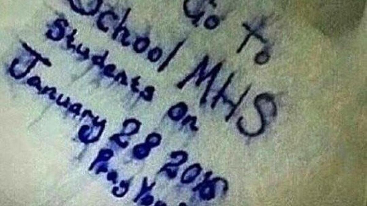 Disquieting message at Marysville High School