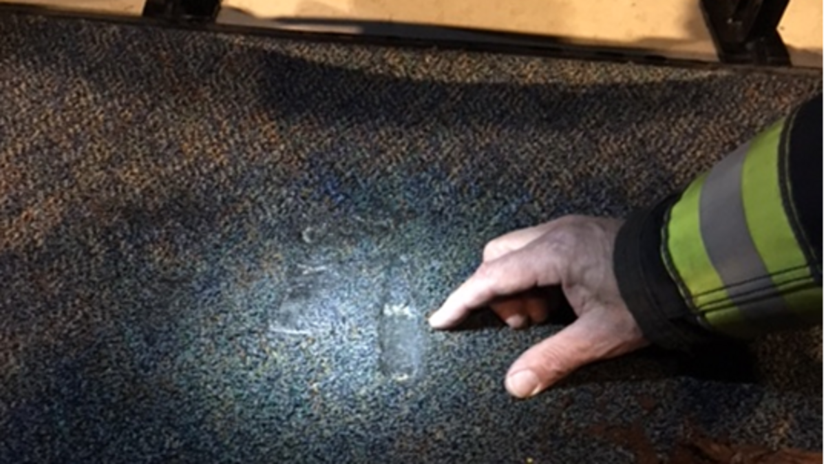 A fire, believed to have been caused by a malfunctioning lithium battery in a student backpack, caused minor damage to the floor in the North Tahoe High School Auditorium on Feb. 17, 2017.