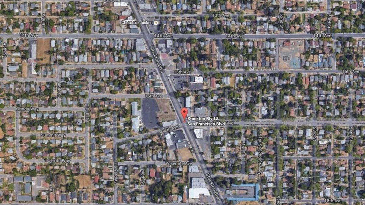 A male bicyclist was killed after being struck by a vehicle on Stockton Boulevard early Friday morning, the area show here in this Google Earth image.