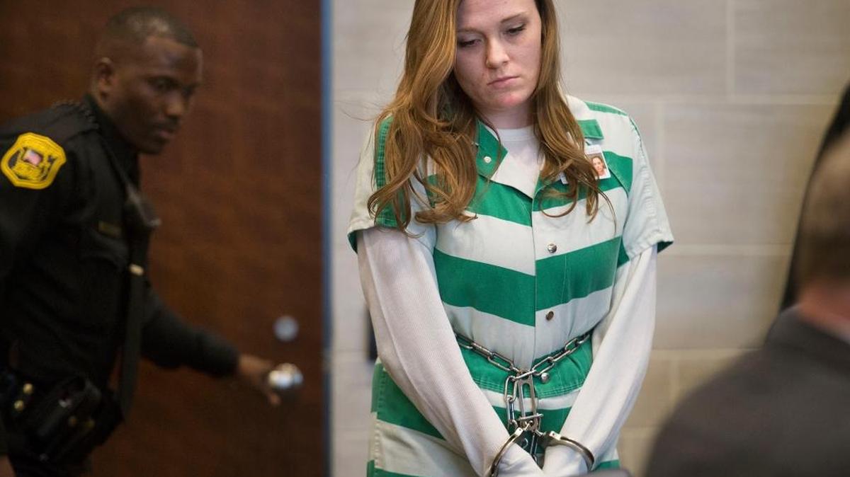 Samantha Green appears in Yolo Superior Court during a preliminary hearing in the death of her infant son on Monday, Nov. 2, 2015, in Woodland. County prosecutors in March charged the Woodland woman with murder in the death of her son Justice Rees.