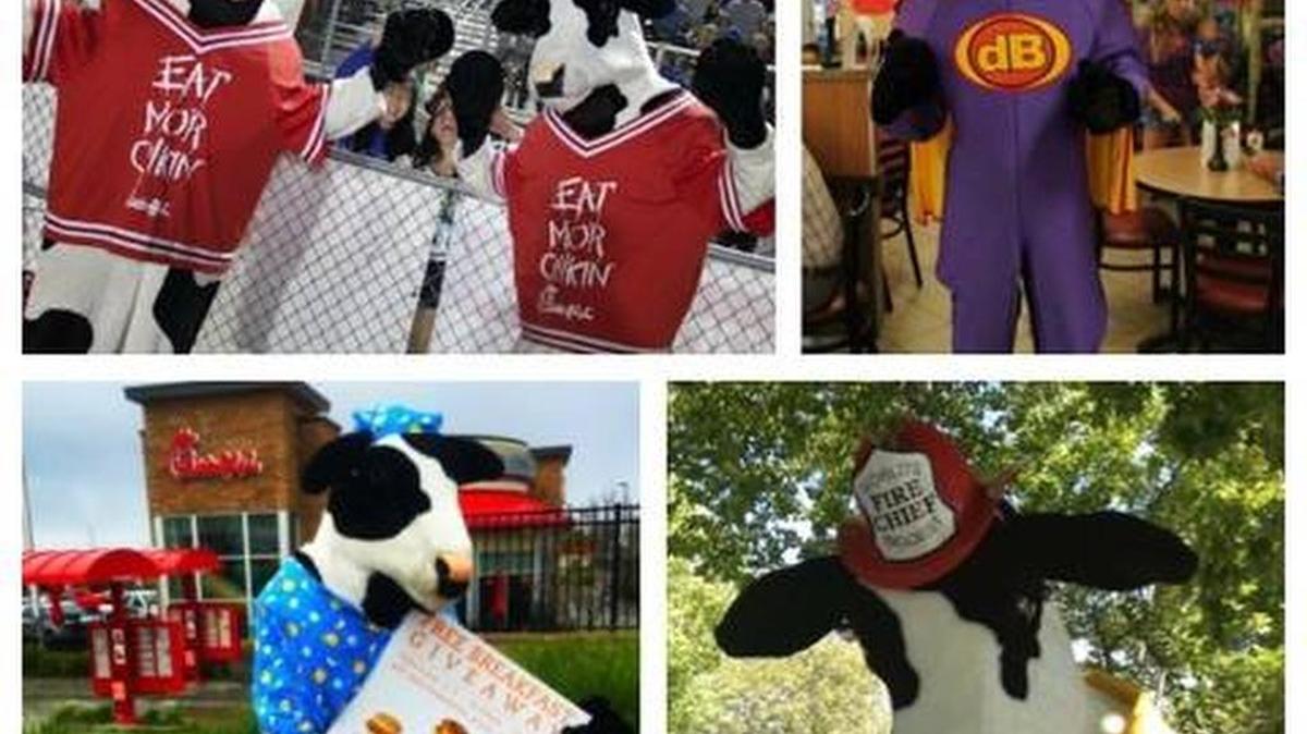 The Folsom Chick-fil-A is reporting three cow mascot costumes were stolen between 10:30 and 11:30 p.m. Sunday.