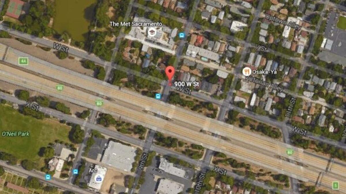 Google Earth image shows where a woman was shot Wednesday morning.