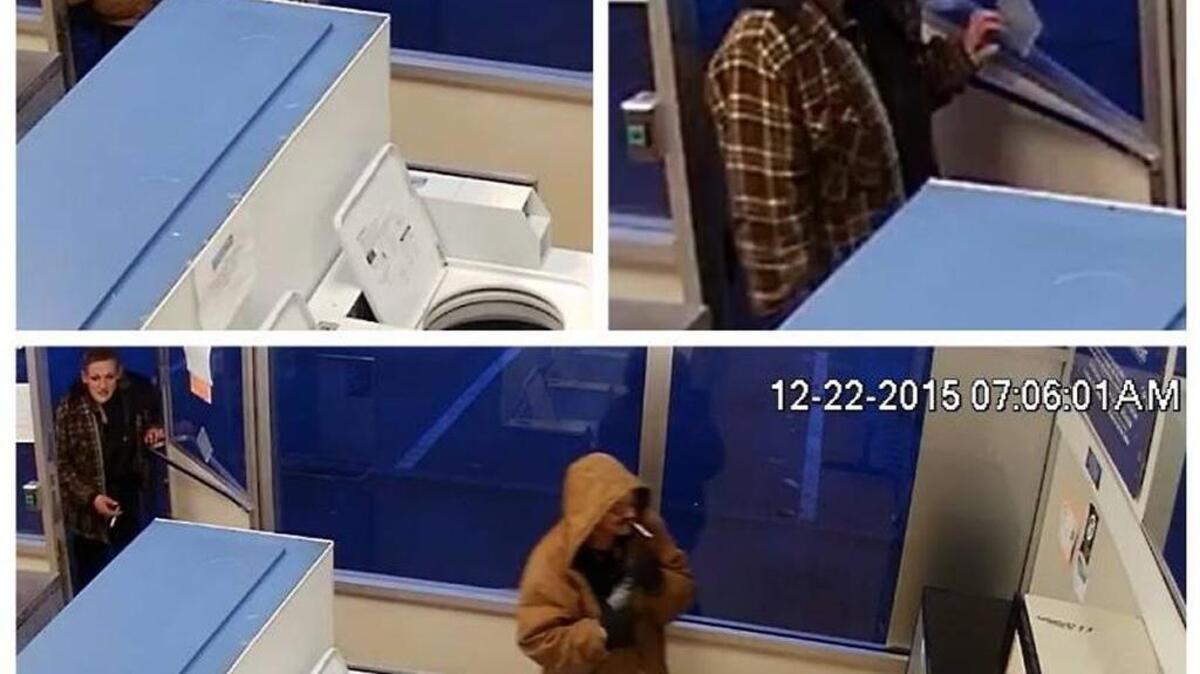 Surveillance photos show a man and woman sought in a December break-in at a coin-operated laundry in Rio Linda.