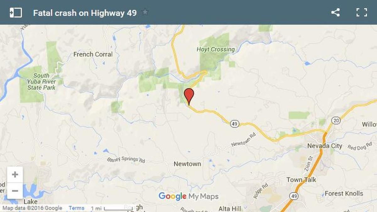 Location of fatal crash on Highway 49 on Thursday, Feb. 18, 2016.