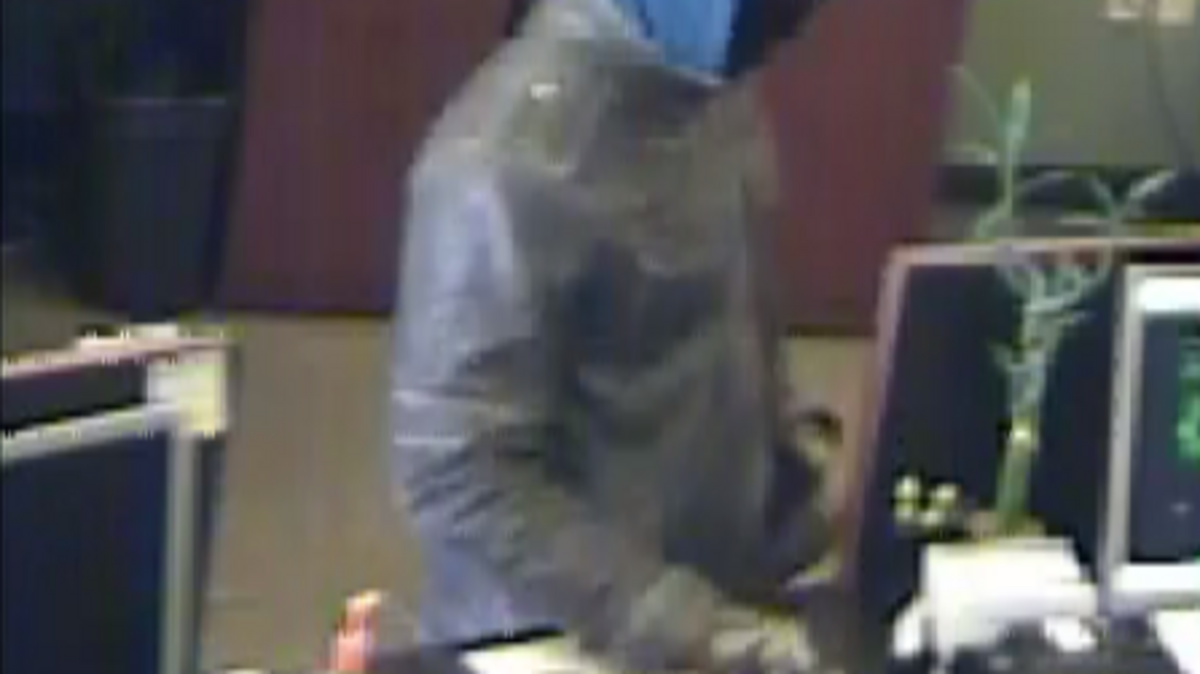 A surveillance photo shows the man sought in the robbery of Tri Counties Bank on Combie Road in Nevada County.
