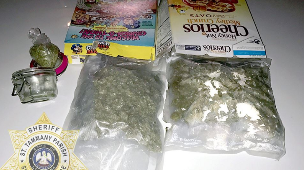 The St. Tammany Parish Sheriff’s Office says a traffic stop of Donald Roots-Scott Jr. of Sacramento revealed marijuana inside boxes of Cap’n Crunch’s Crunch Berries and Honey Nut Cheerios cereals.