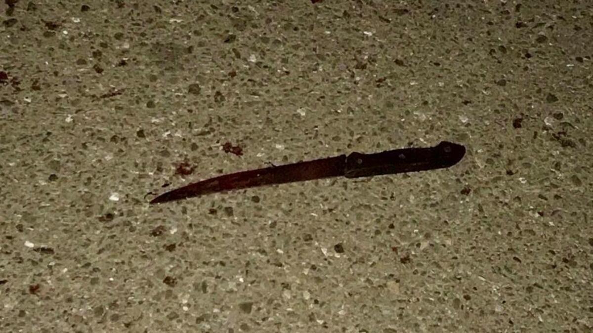 Officers recovered a knife at the scene of the shooting.