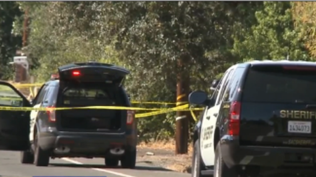 The crime scene Thursday at Garfield and Cypress avenues in Carmichael.